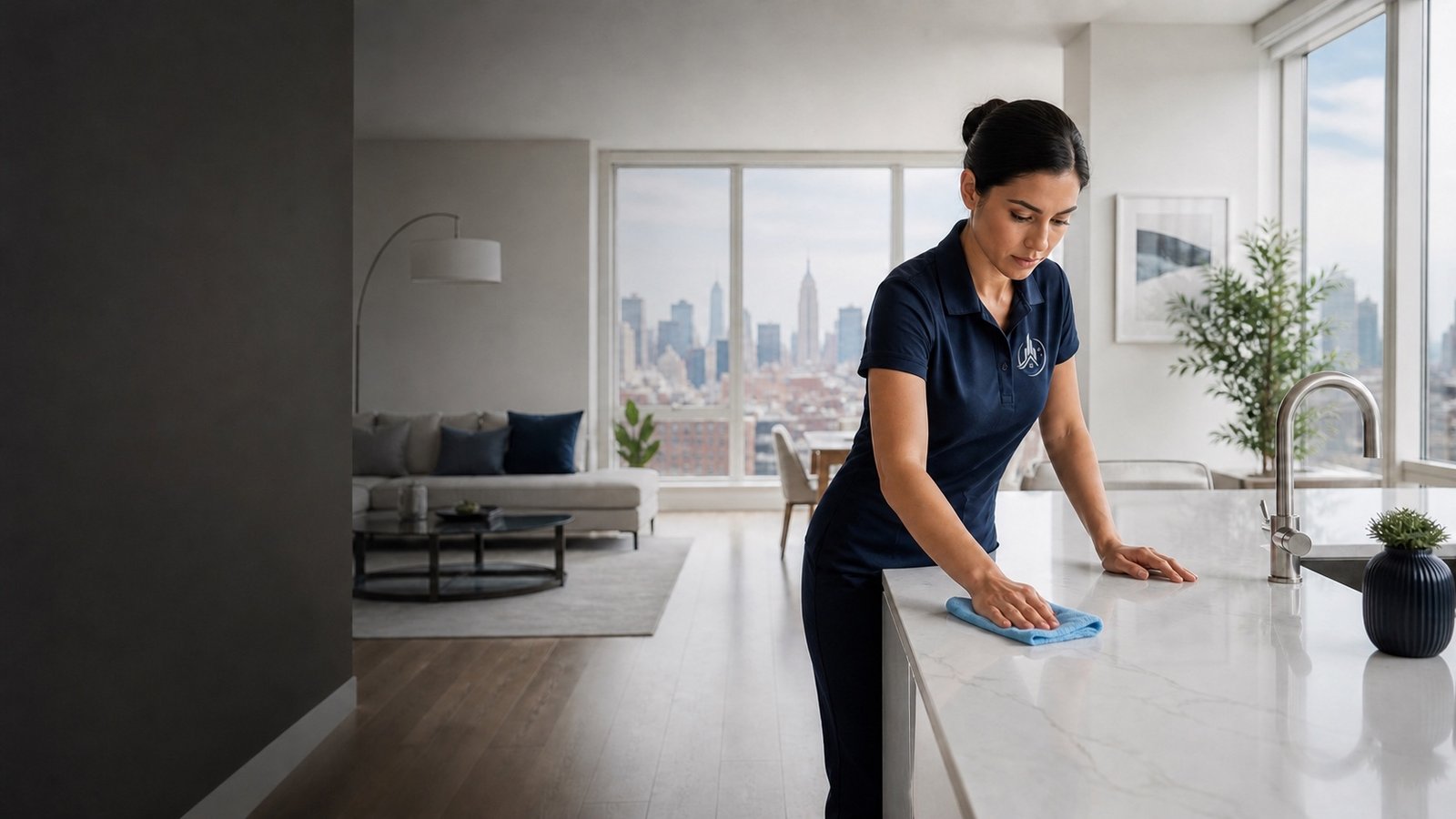 Empire residential cleaning professional caring for a modern kitchen